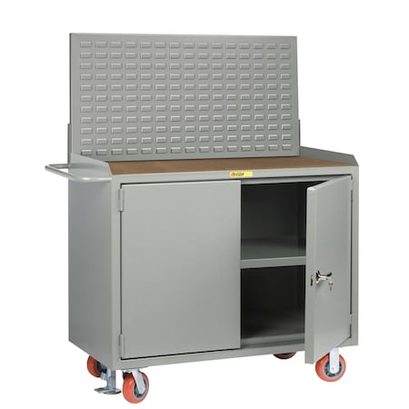 Little Giant Mobile Bench Cabinets, 36"W, Center Shelf, 1/4" Hardboard, Louvered MH3-2D-2436FLLP